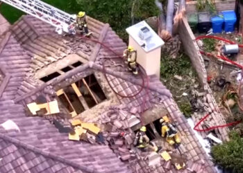 Cae avioneta en pleno barrio residencial de California y queda grabado